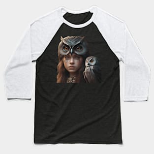 Witch And Her Owl Baseball T-Shirt